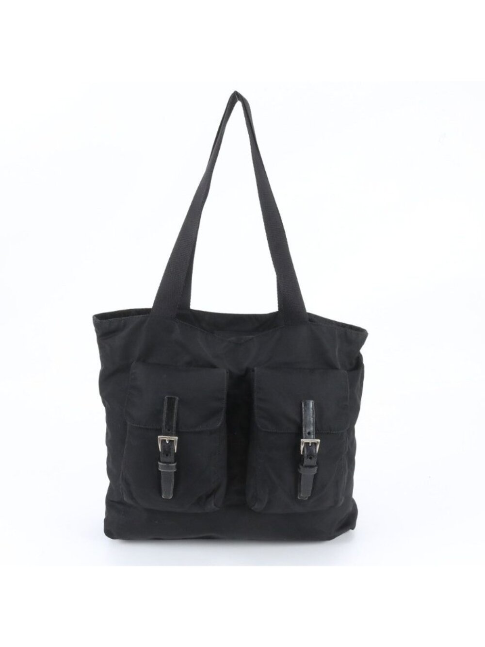 Prada Tessuto Nylon Triangle Logo Leather Tote Bag